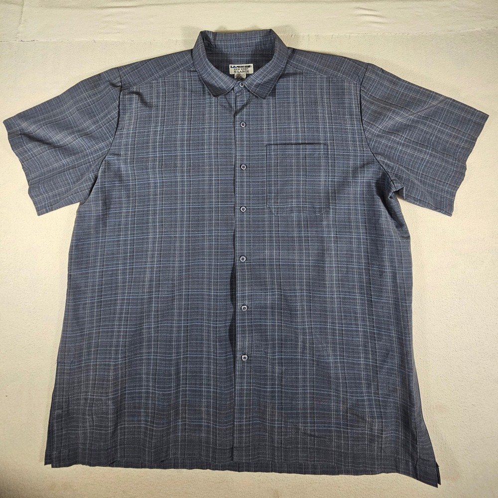 LA Police Gear CCW Shirt Mens XL Blue Plaid Tactical Short Sleeve Button Up
